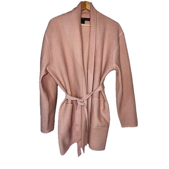 Josephine Chaus 100% Wool Pink Heather Mid Length Jacket With Pockets Size L - Picture 1 of 7